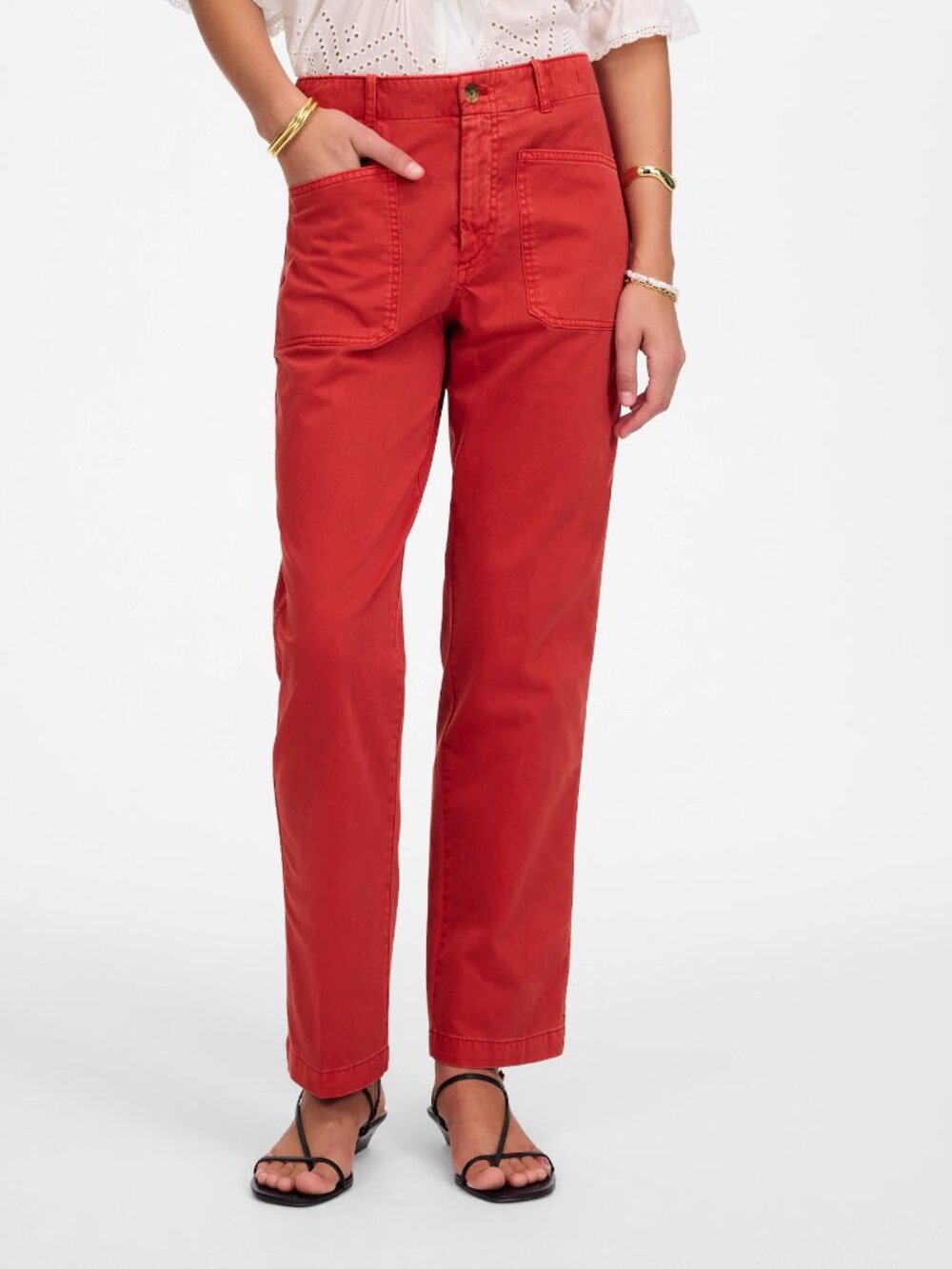 Madewell Taper Leg Utility Pants Garment Dyed Twill Crimson Size 4/S NWT